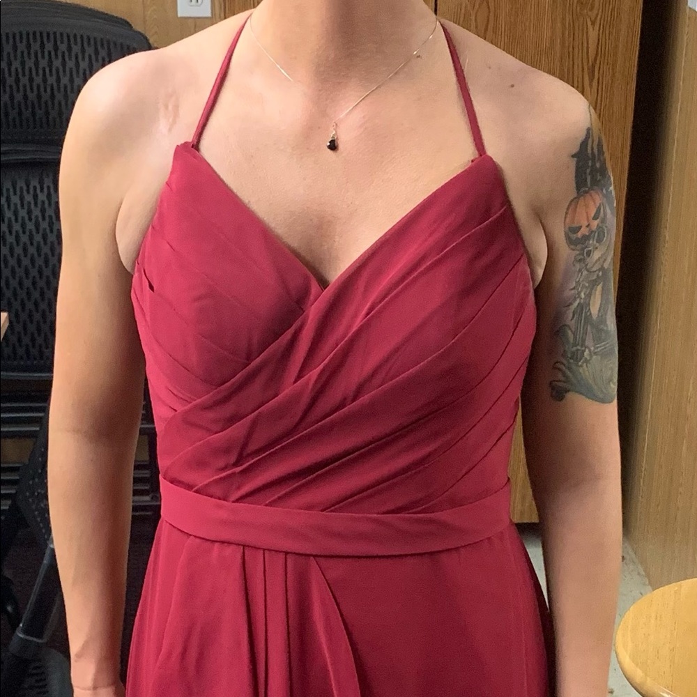 Azazie Size 4 burgundy bridesmaid dress